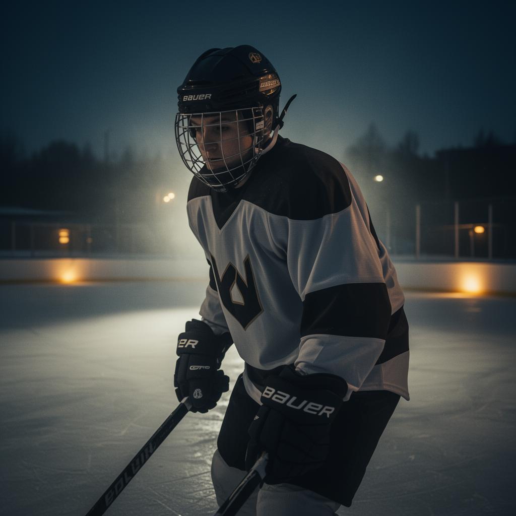 Bauer hockey cinematic UGC video production with dramatic lighting